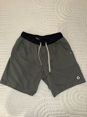Vuori Olive Green Shorts with Black Elastic Waistband